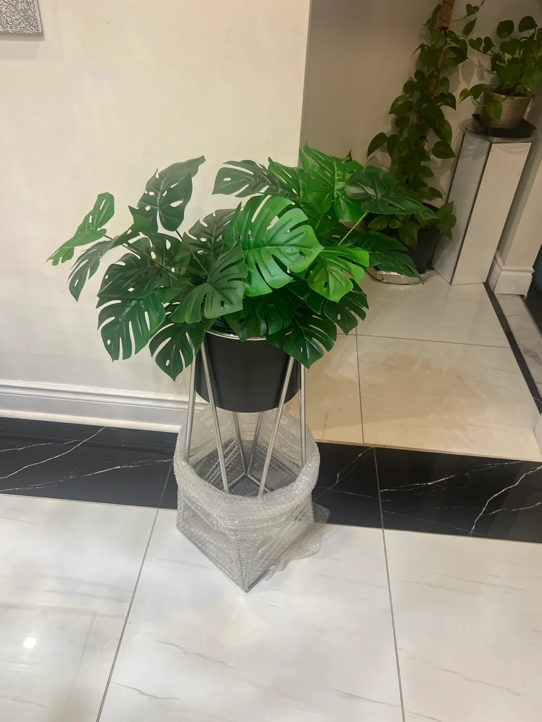 Potted Faux Monstera Plant with Stand image indicator(4)