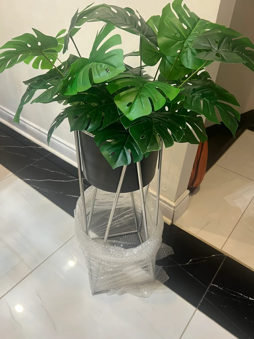 Potted Faux Monstera Plant with Stand image indicator(3)