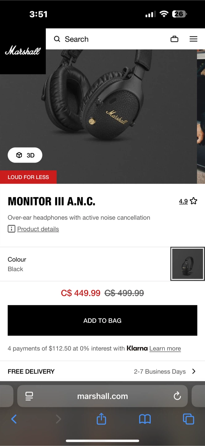 Marshall Monitor III A.N.C. Headphones - Black - photo 3