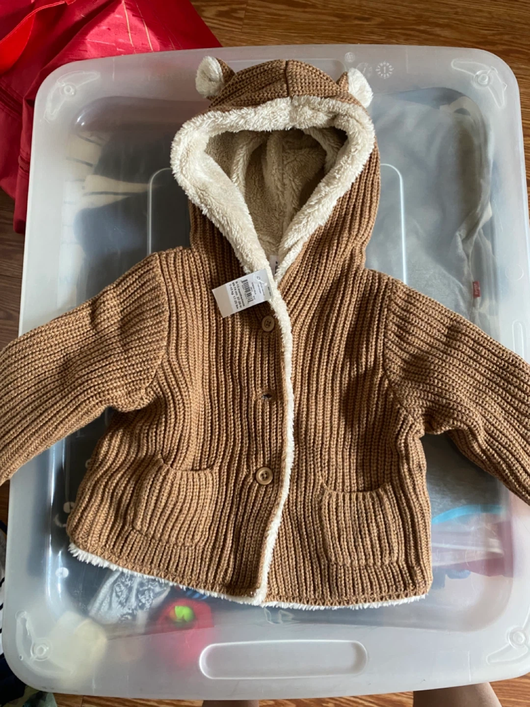 Baby Gap Bear Hooded Cardigan - 6-12 Months