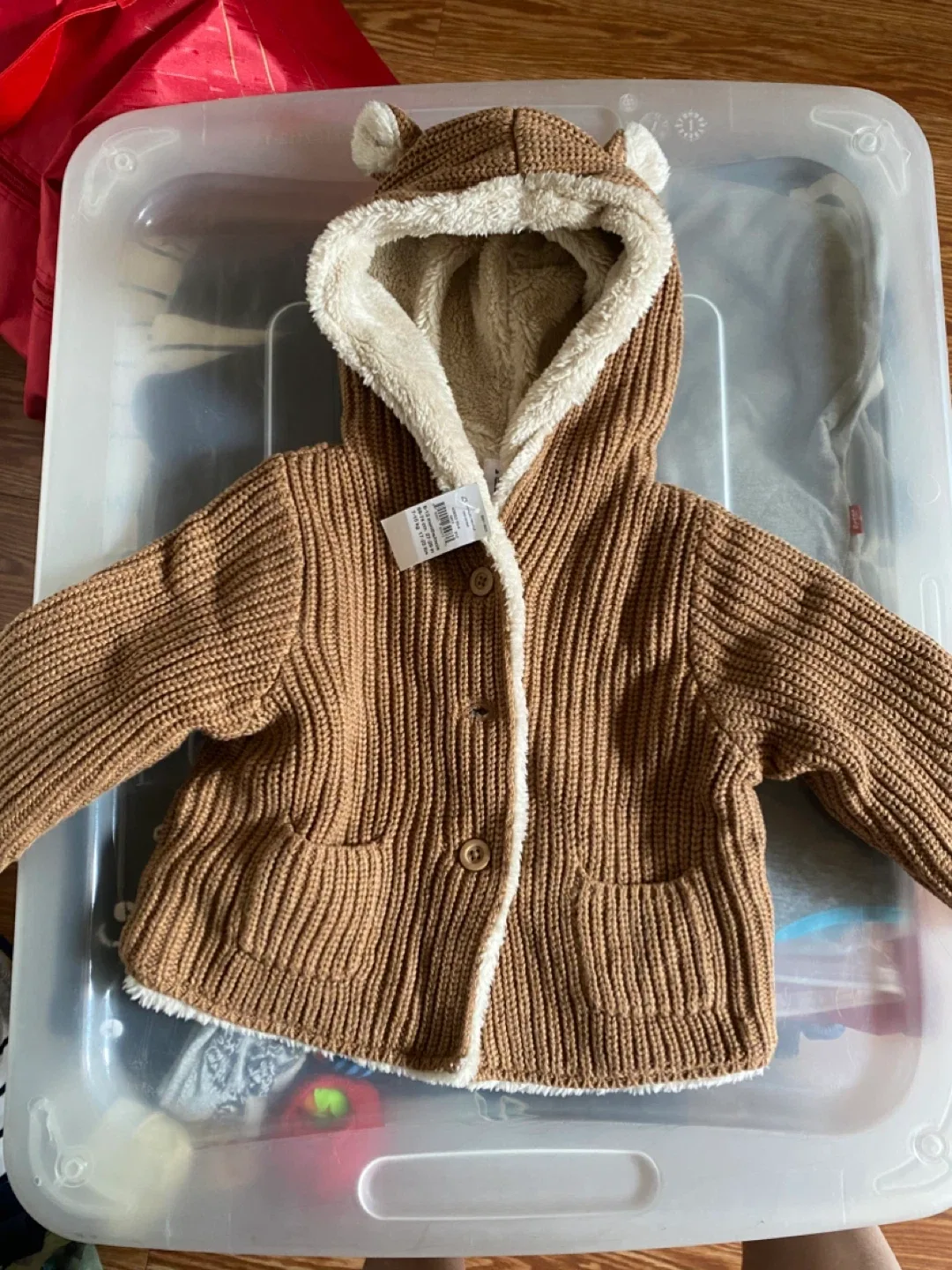 Baby Gap Bear Hooded Cardigan - 6-12 Months thumbnail