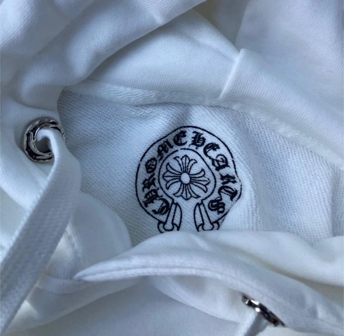 Chrome Hearts White Hoodie With Horseshoe & Lips Graphic image indicator(4)