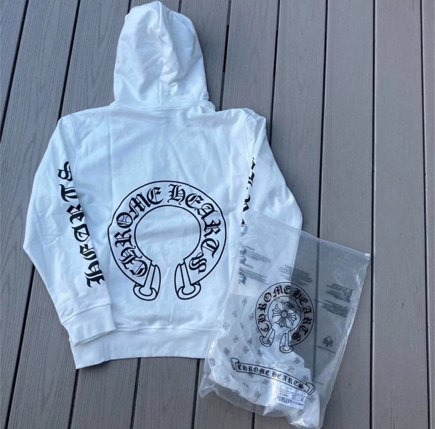 Chrome Hearts White Hoodie With Horseshoe & Lips Graphic thumbnail
