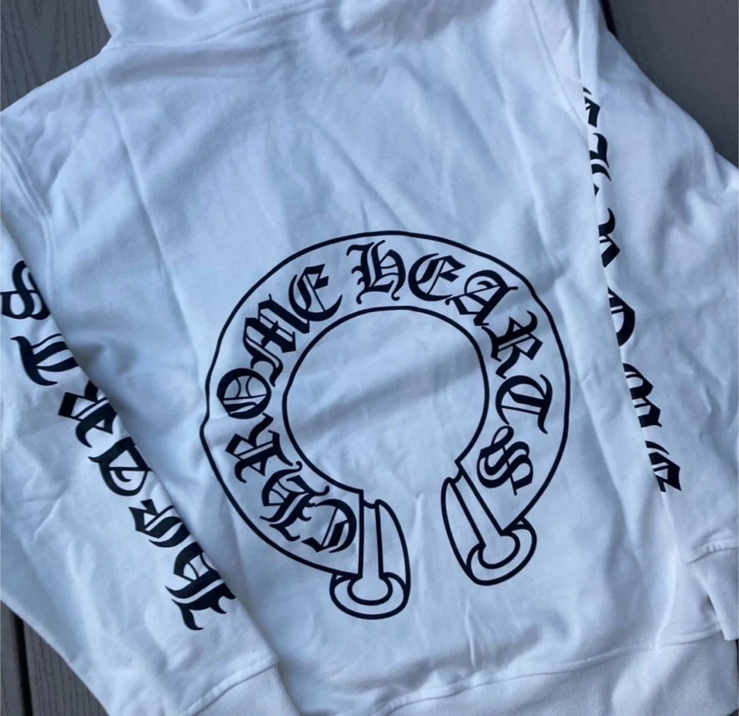 Chrome Hearts White Hoodie With Horseshoe & Lips Graphic image indicator(2)