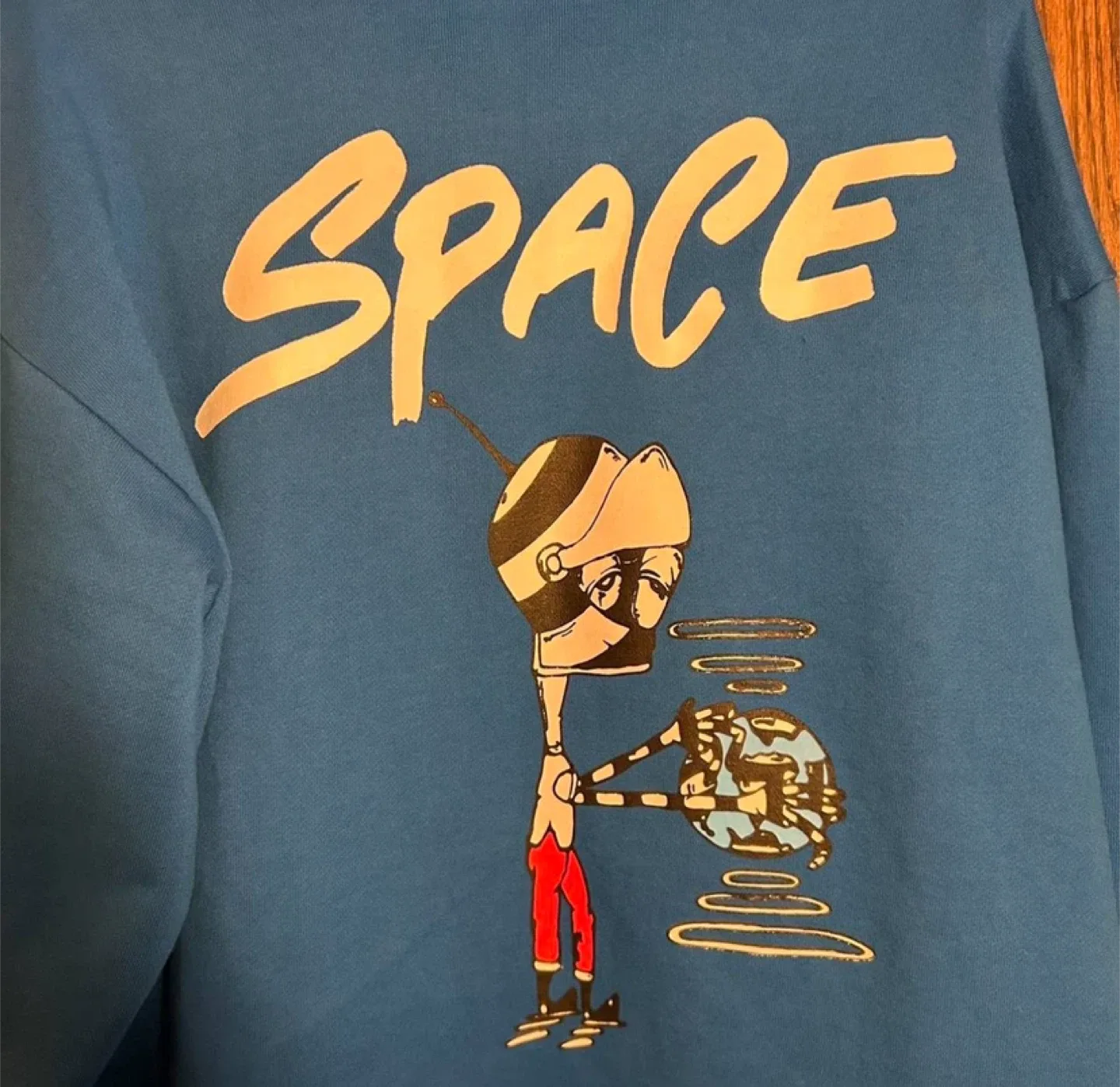 Chrome Hearts Blue Space Graphic Hoodie With Flame Sleeve Design image indicator(5)