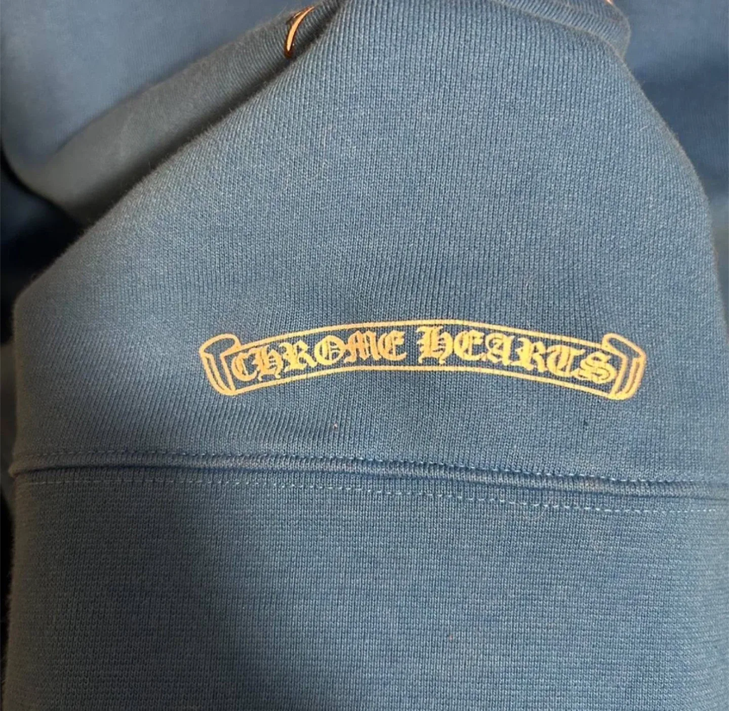 Chrome Hearts Blue Space Graphic Hoodie With Flame Sleeve Design image indicator(4)