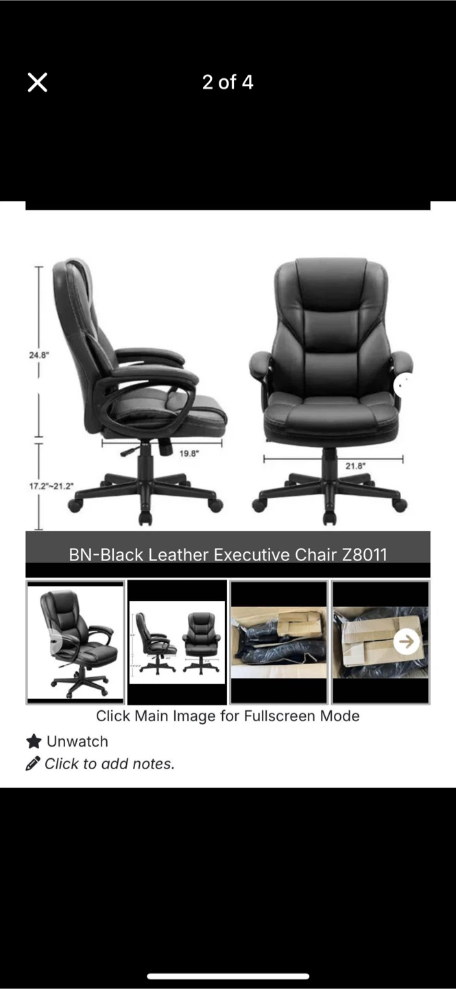 BN-Black Leather Executive Chair Z8011 - New in Box! - photo 3