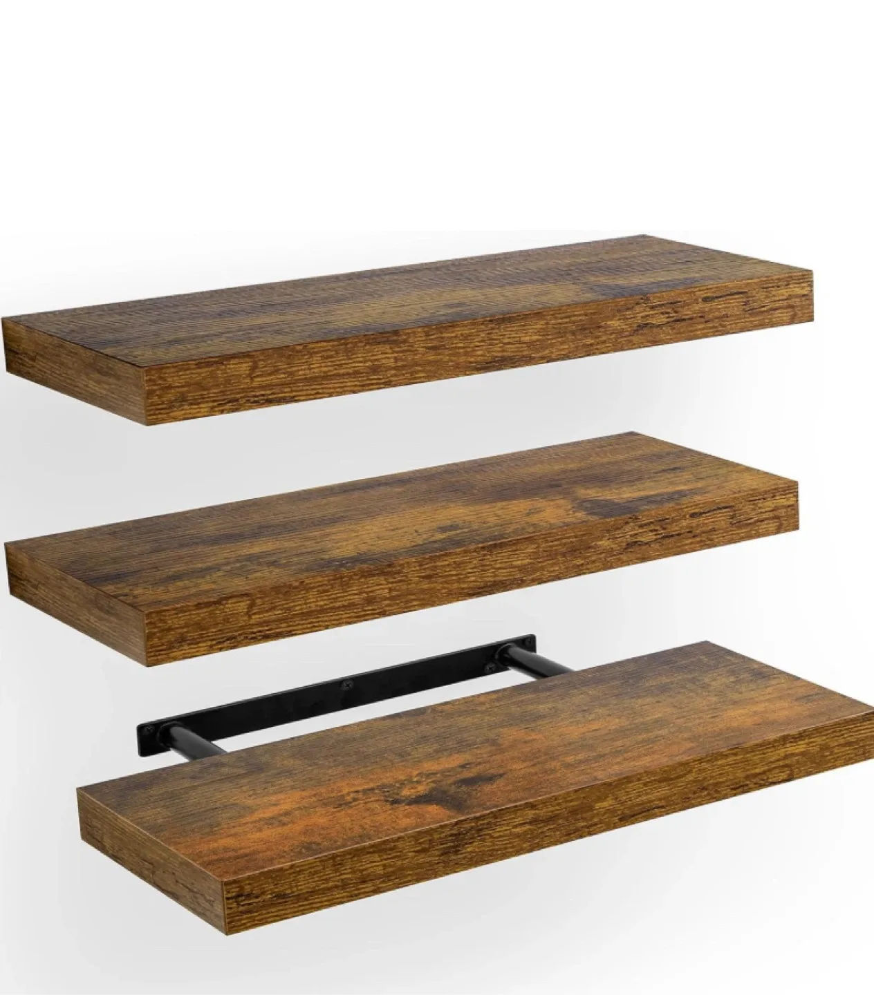 Rustic Brown Floating Shelves - Set of 3