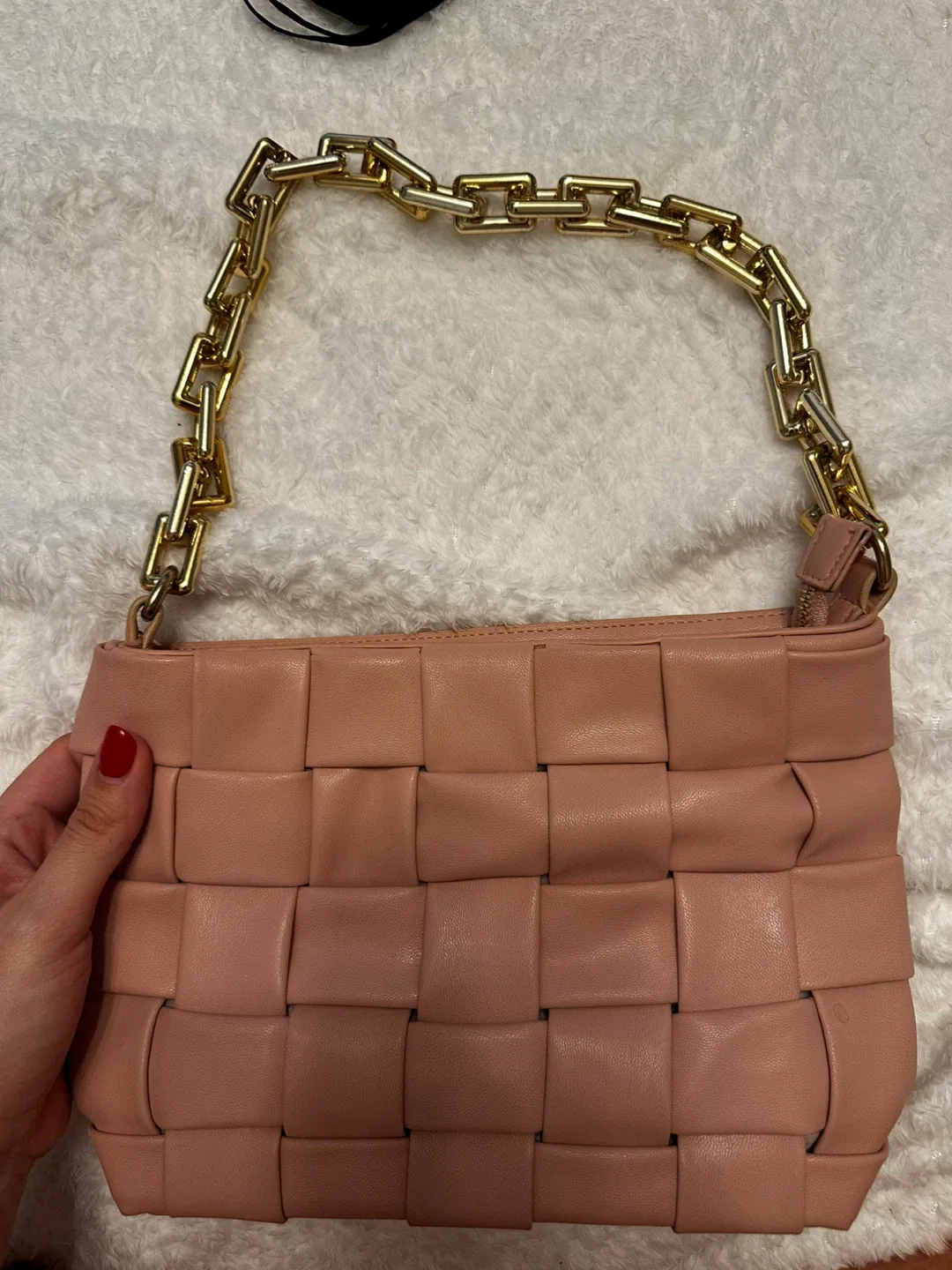 Pink Woven Chain Bag thumbnail