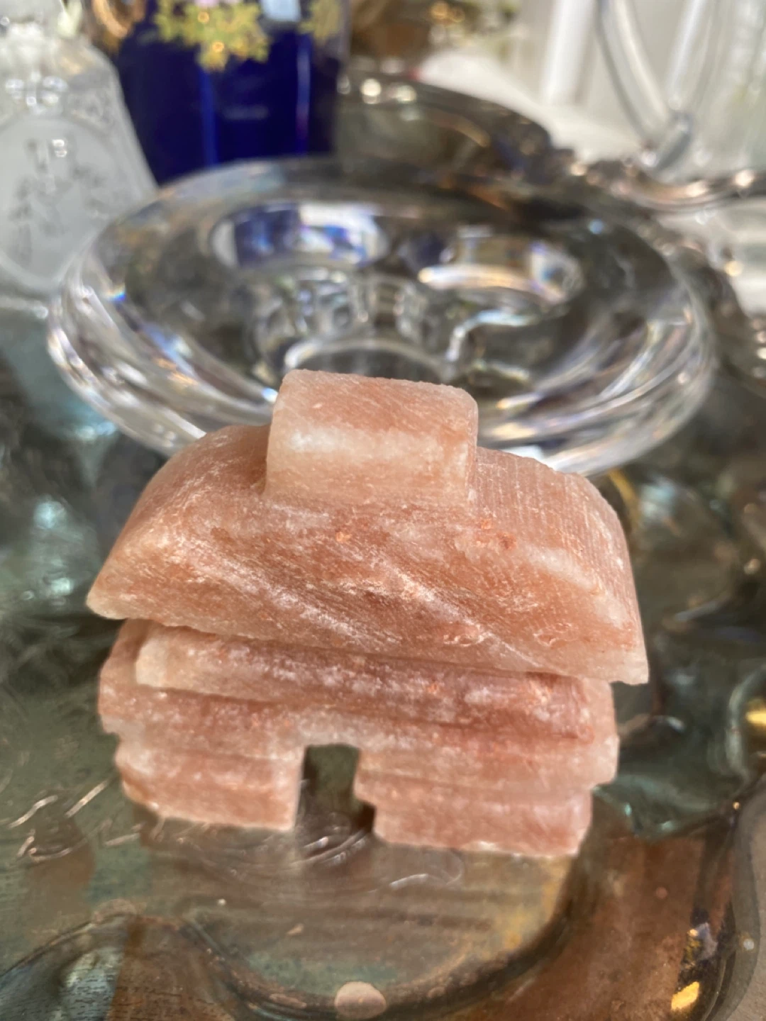 Inukshuk Carved Pink Salt Rock