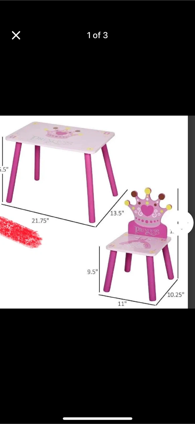 Princess Kids Table & Chair Set - Pink