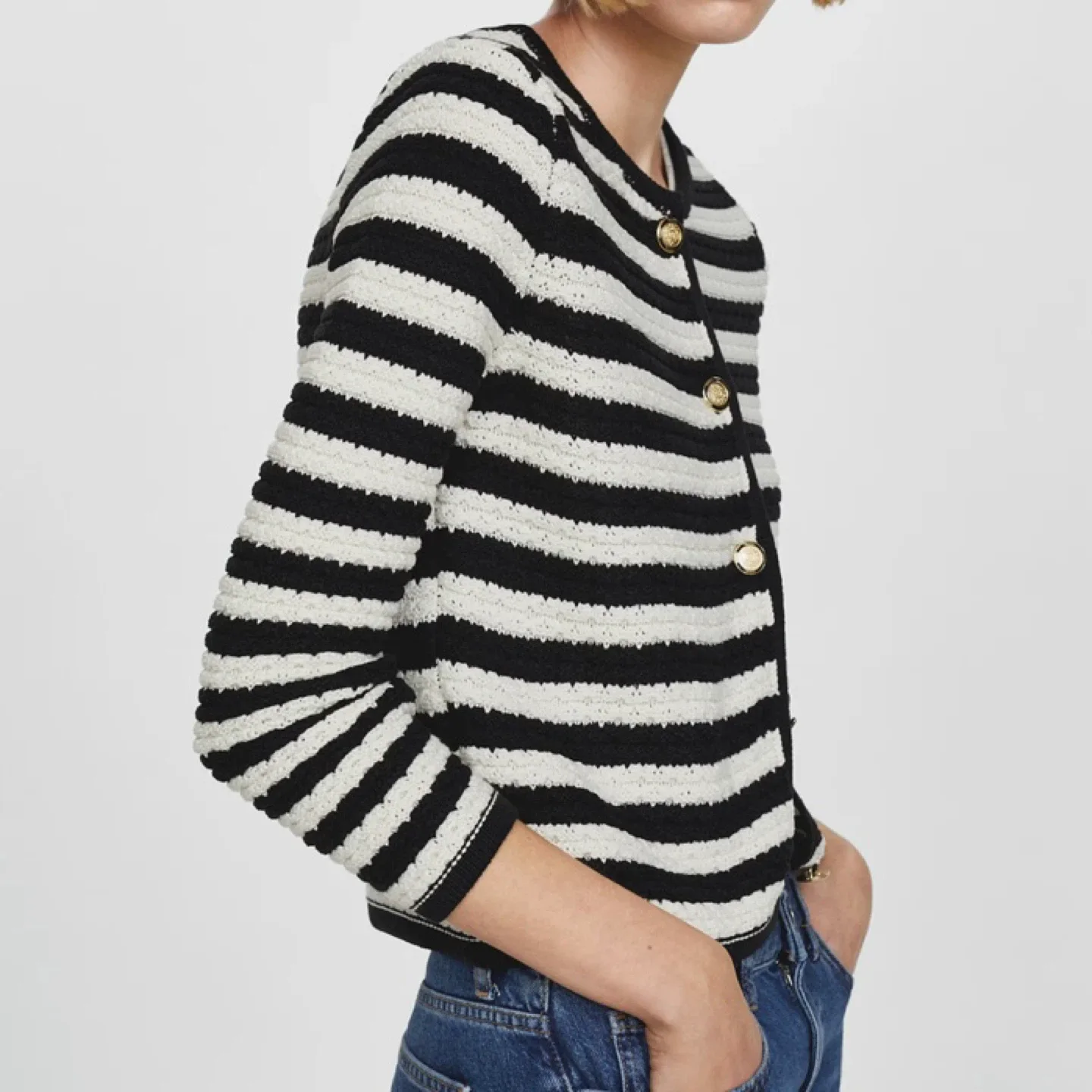New Mango Stripe Knitted Jacket / Cardigan image indicator(2)