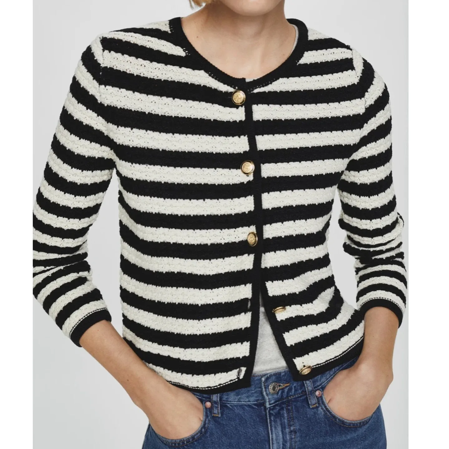 New Mango Stripe Knitted Jacket / Cardigan thumbnail