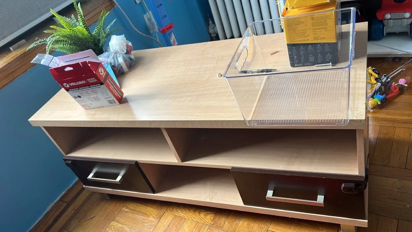 Wood TV Stand with Storage thumbnail