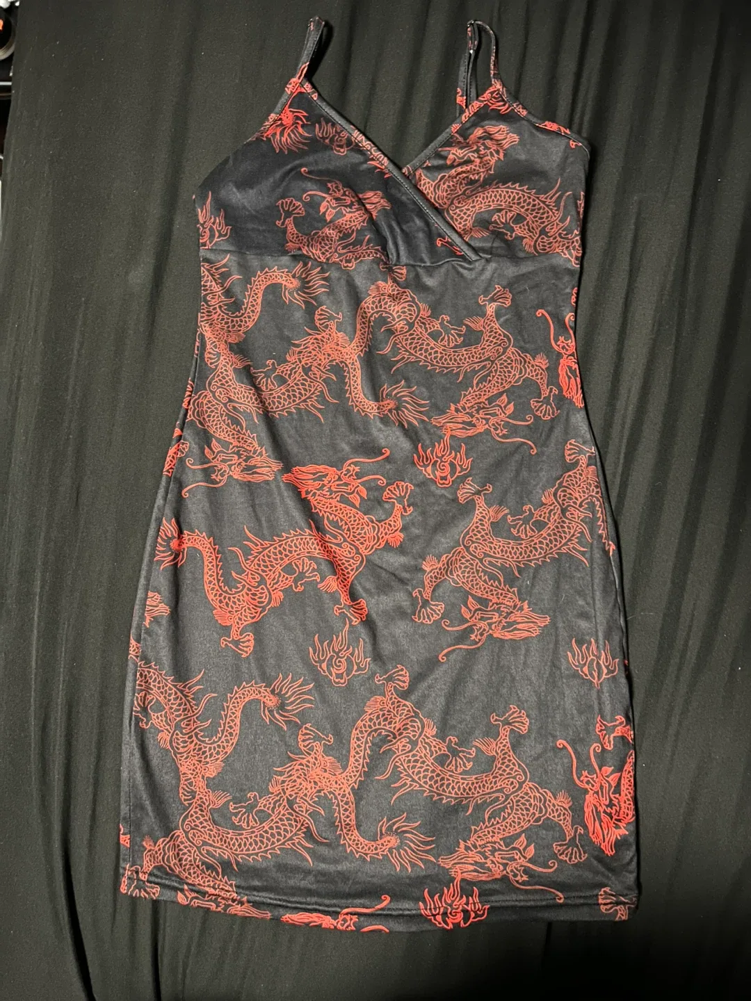 Shein Dress - Black & Red Dragon Print, Size XS