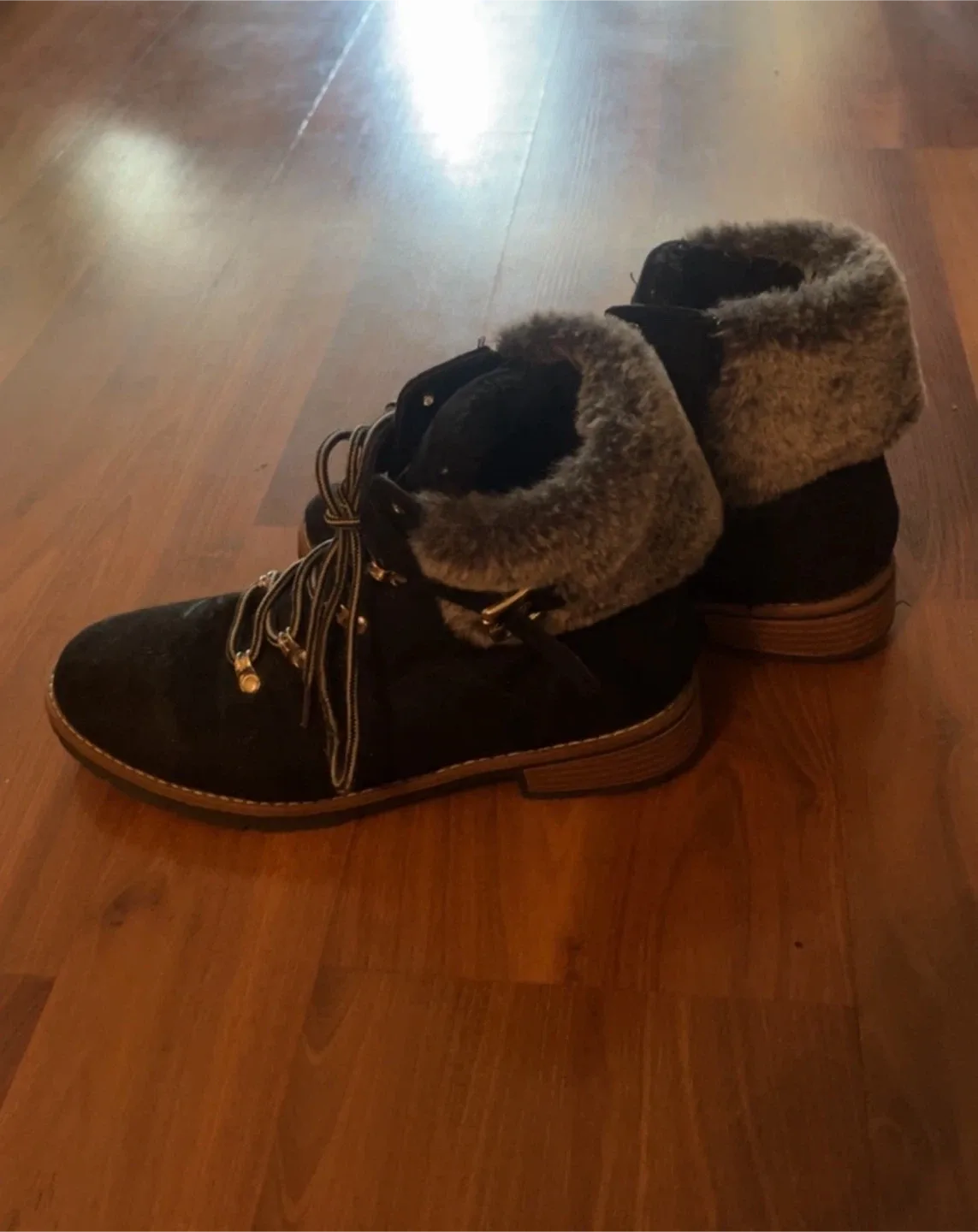 Black Suede Winter Boots Size 10 thumbnail