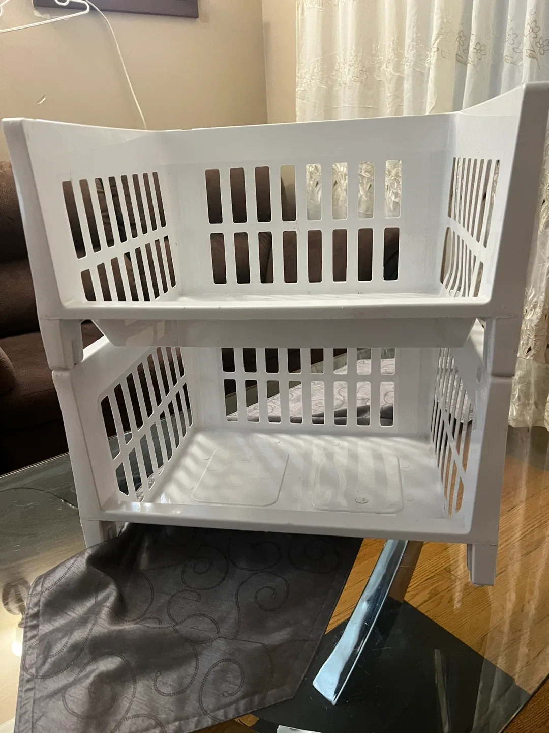 White Stackable Storage Baskets - Like New thumbnail