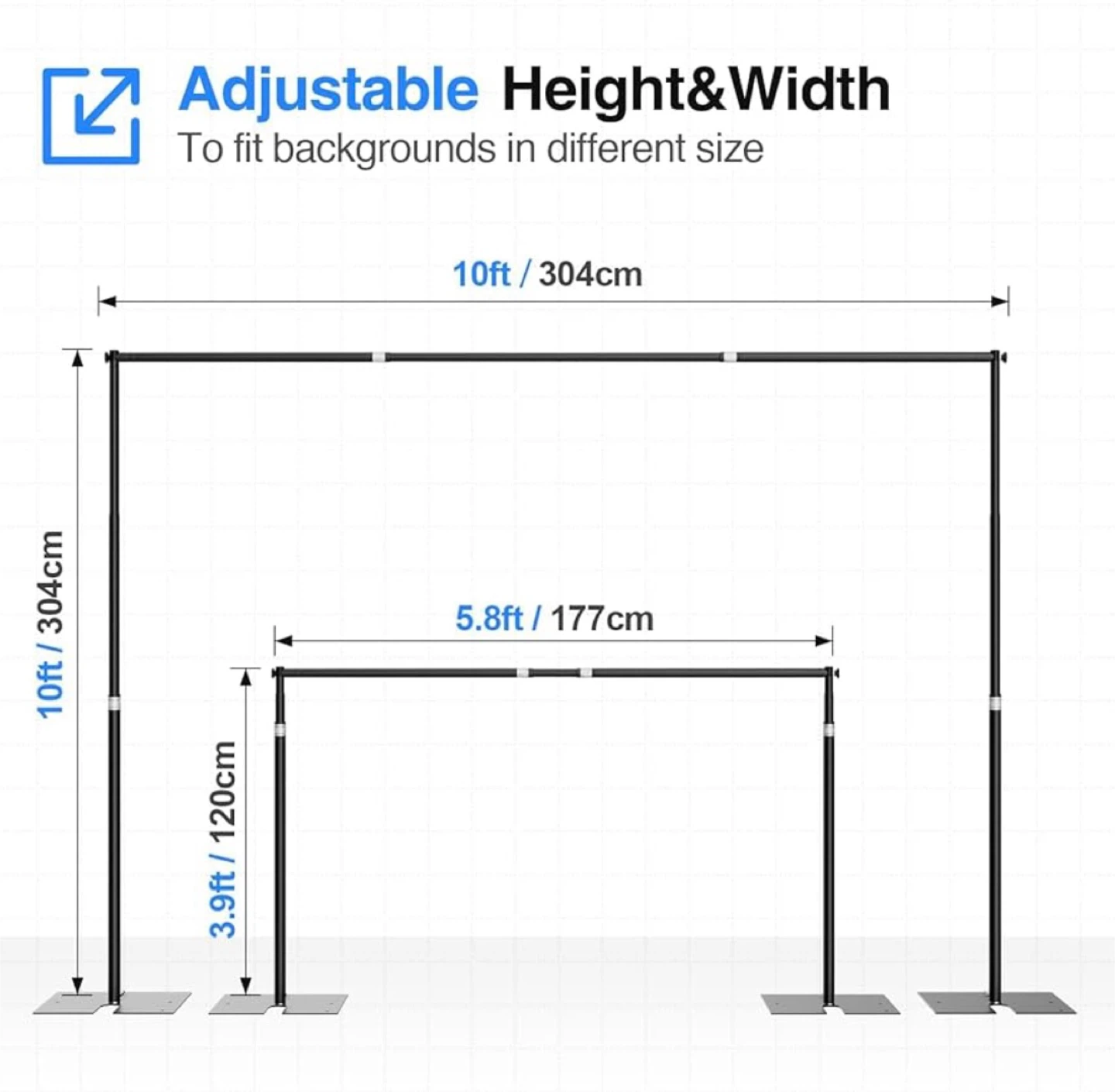 EMART  10x10ft Pipe & Drape Backdrop Stand, Metal Steel Base - photo 4