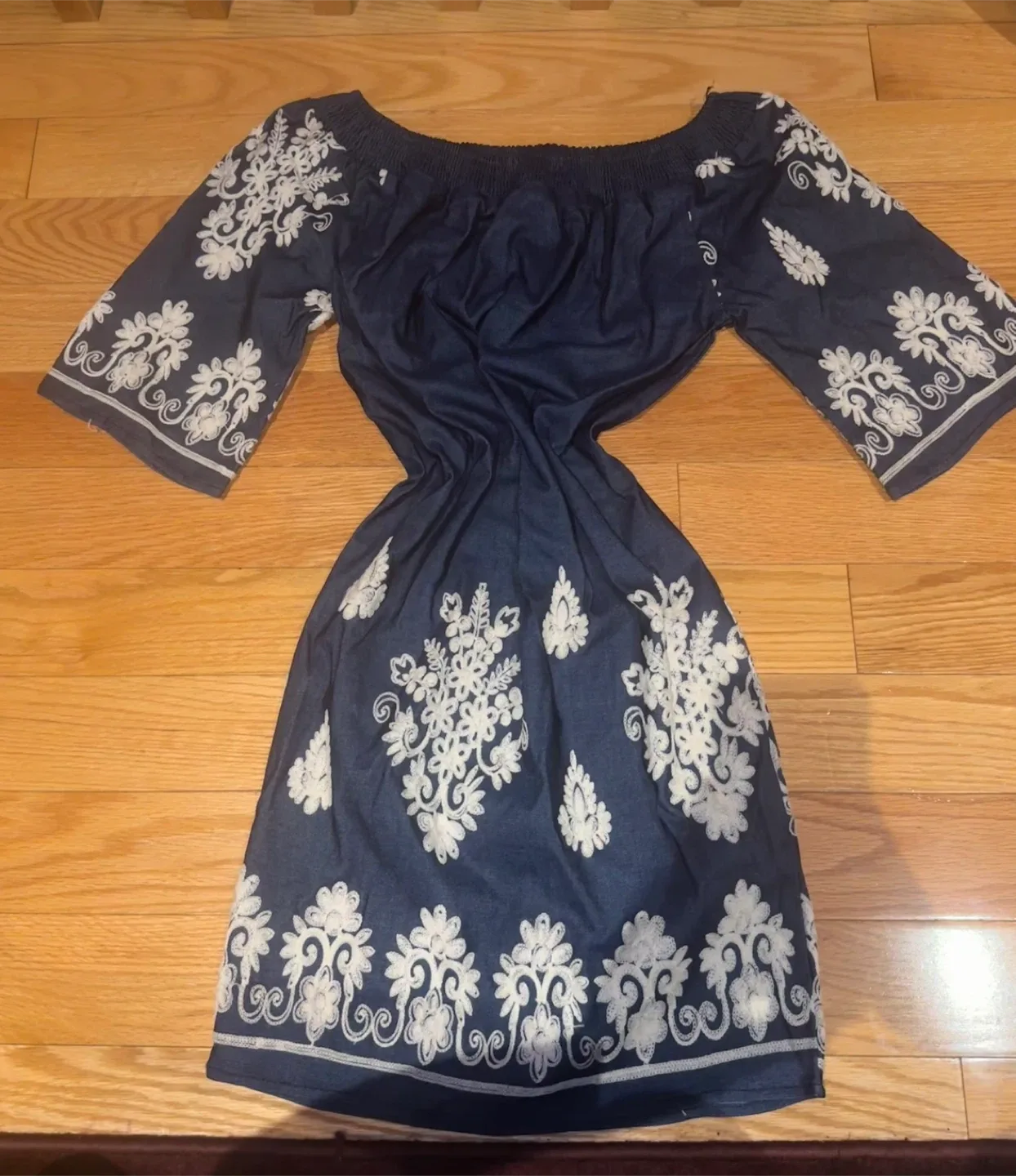 Blue & White Floral Dress - Size Medium thumbnail