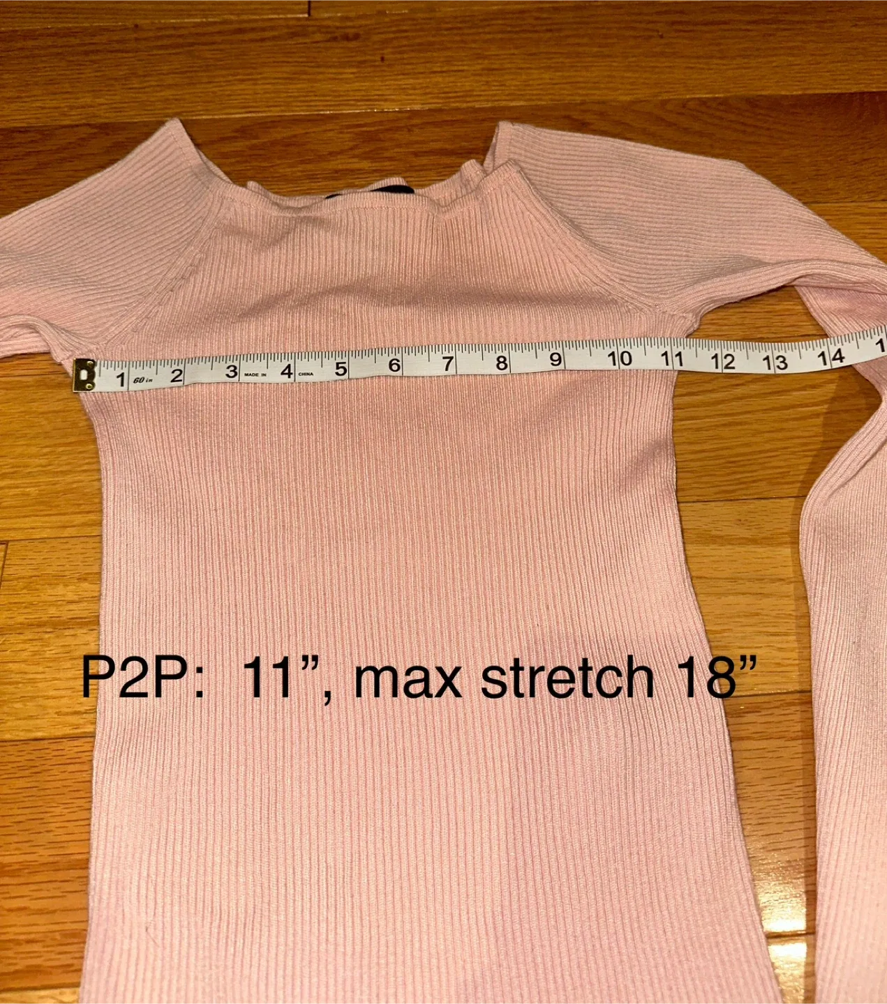 Pink Ribbed Long Sleeve Top - Size S image indicator(5)