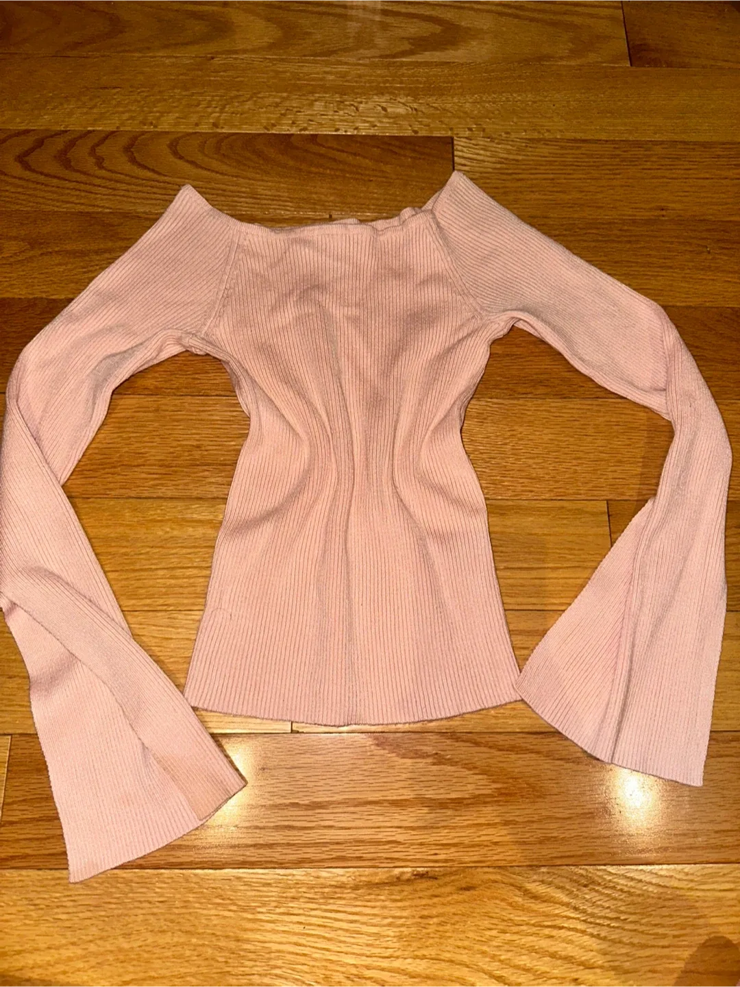 Pink Ribbed Long Sleeve Top - Size S image indicator(2)