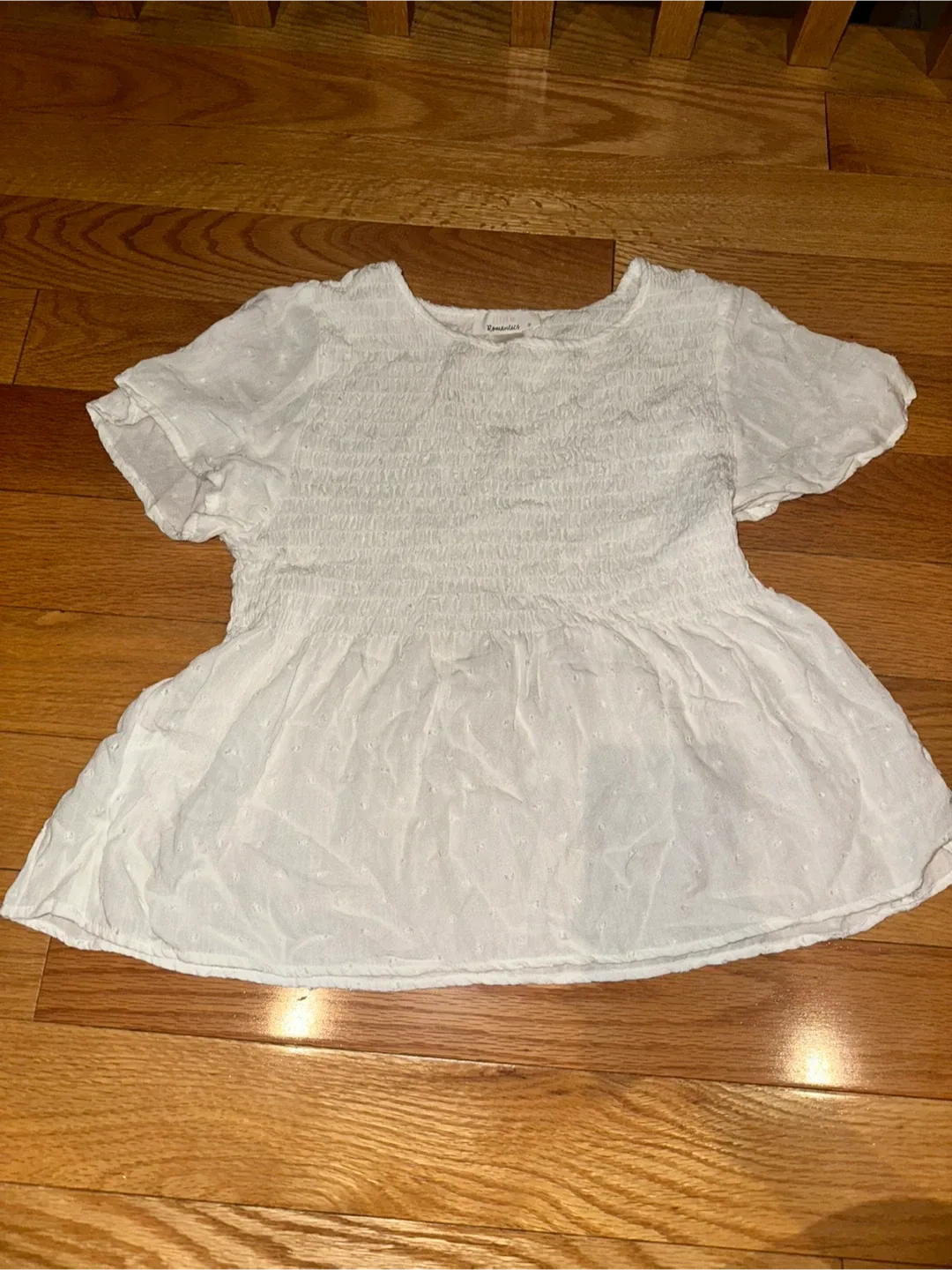 White Smocked Top - Size Small thumbnail