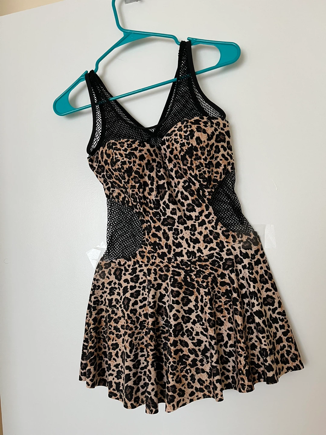 Leopard Print Dress with Mesh Details