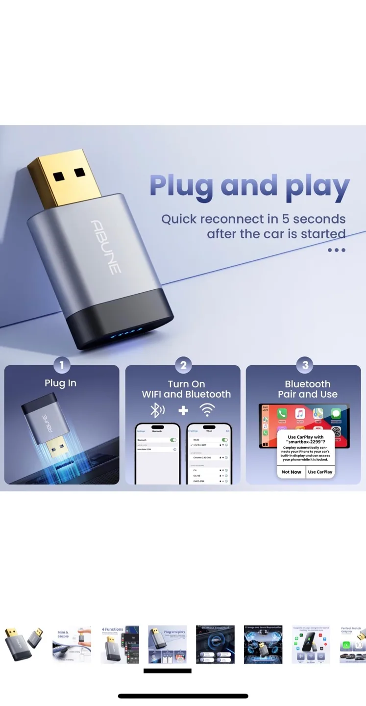 Abune Wireless Carplay Adapter - Grey image indicator(3)