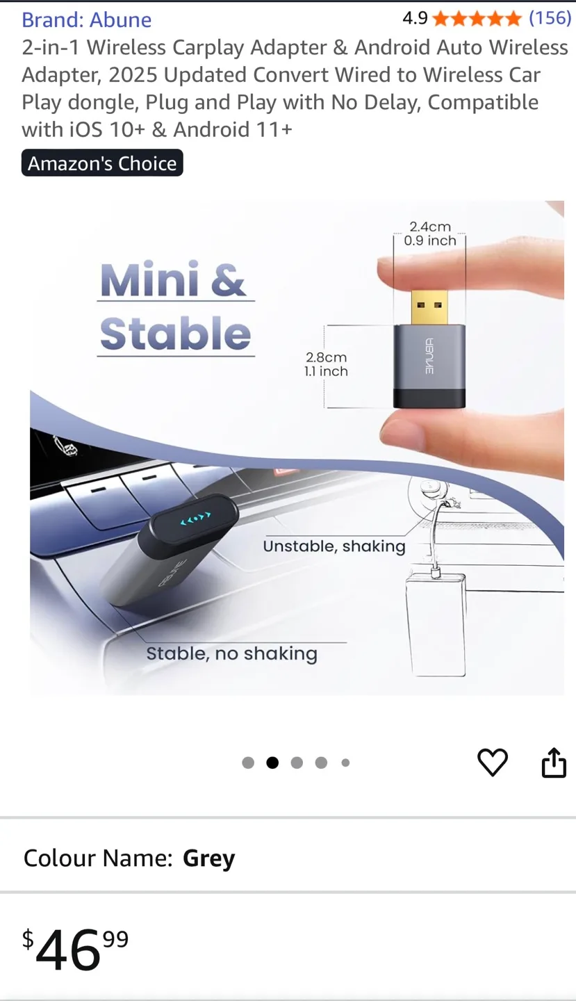 Abune Wireless Carplay Adapter - Grey image indicator(2)