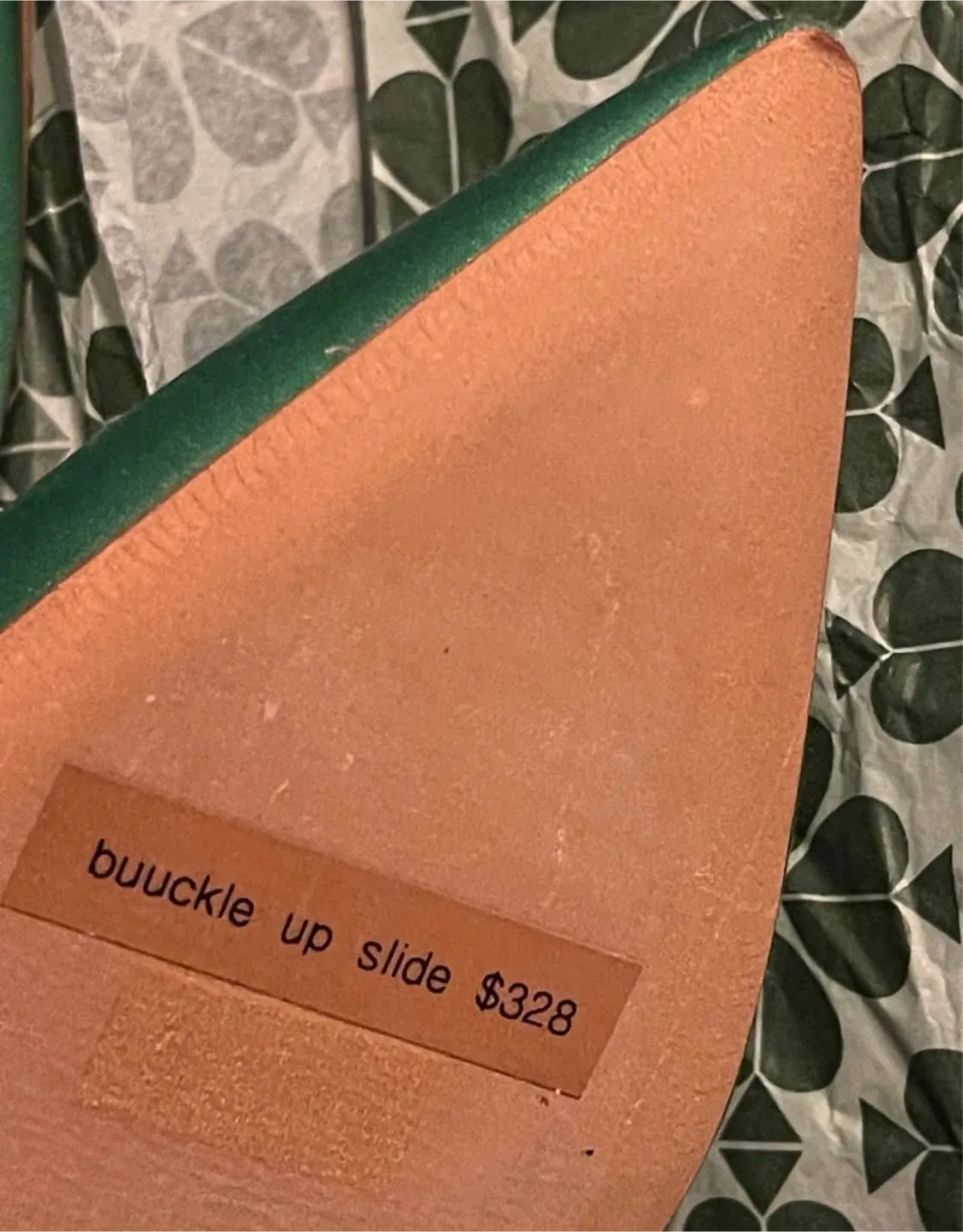 Kate Spade Kelly Emerald Green Buckle Up Slide Flats size 7 image indicator(9)