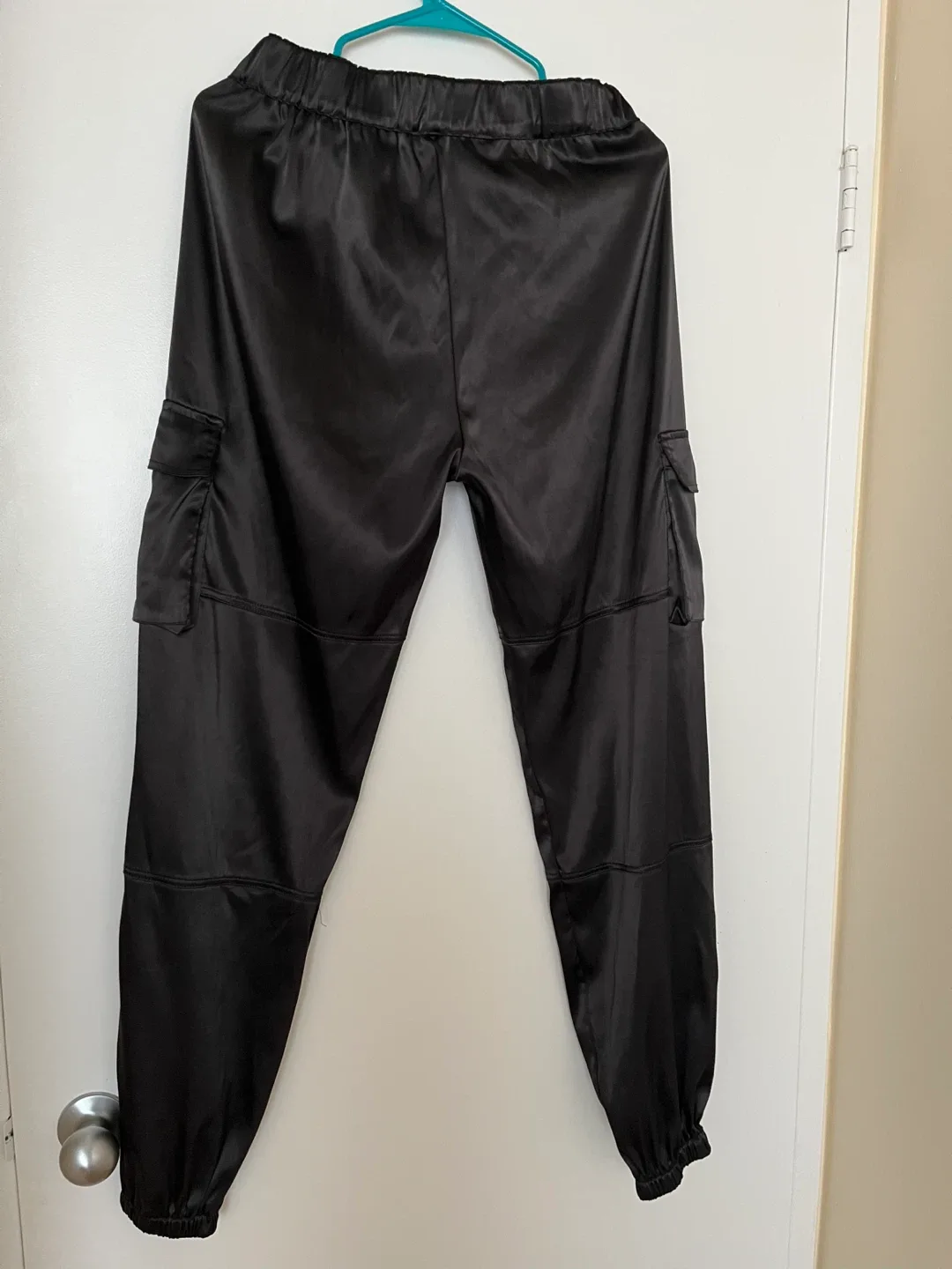 TIC TOC Black Satin Cargo Pants image indicator(2)