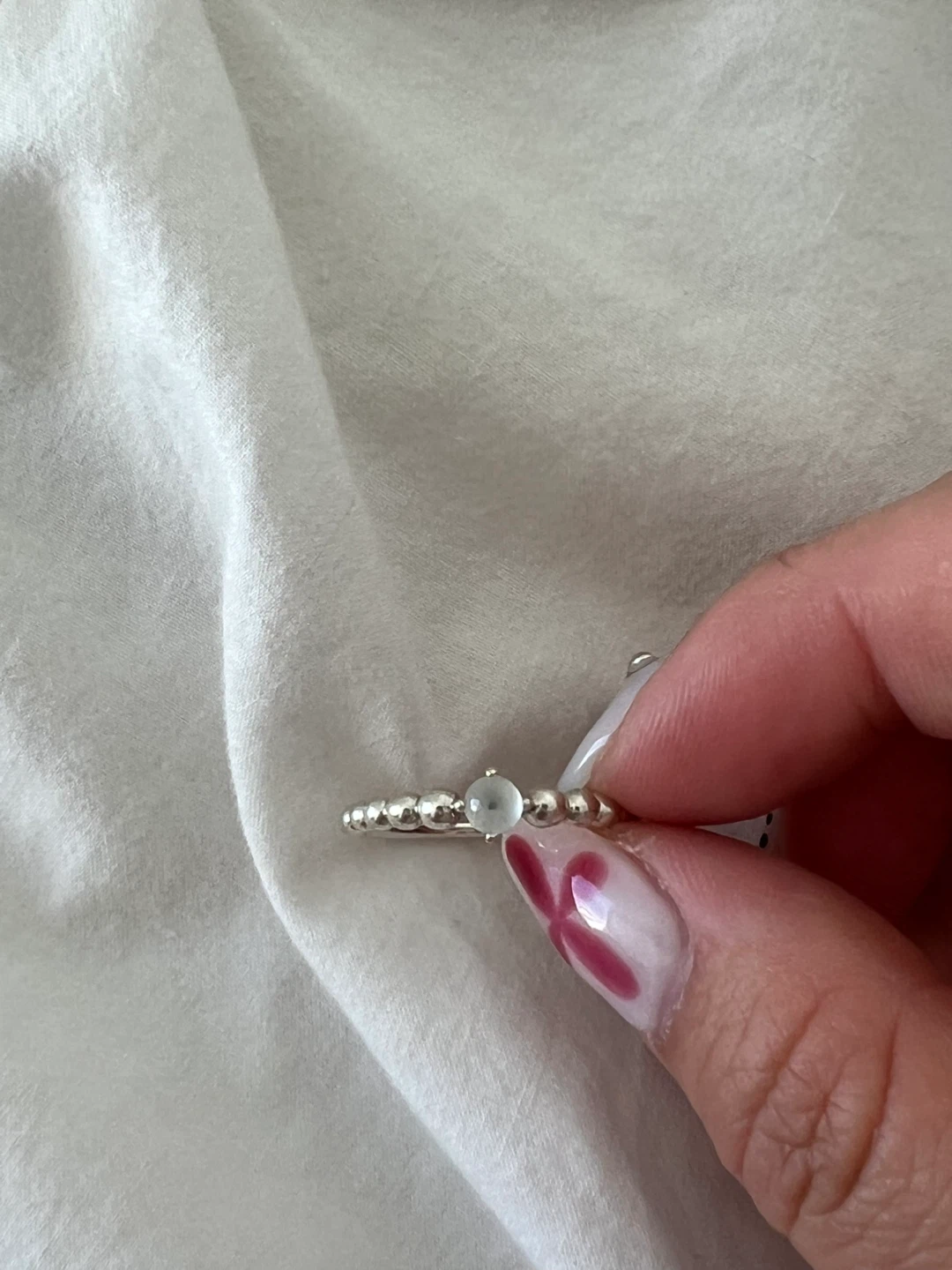 Pandora beaded ring with stone, size 56