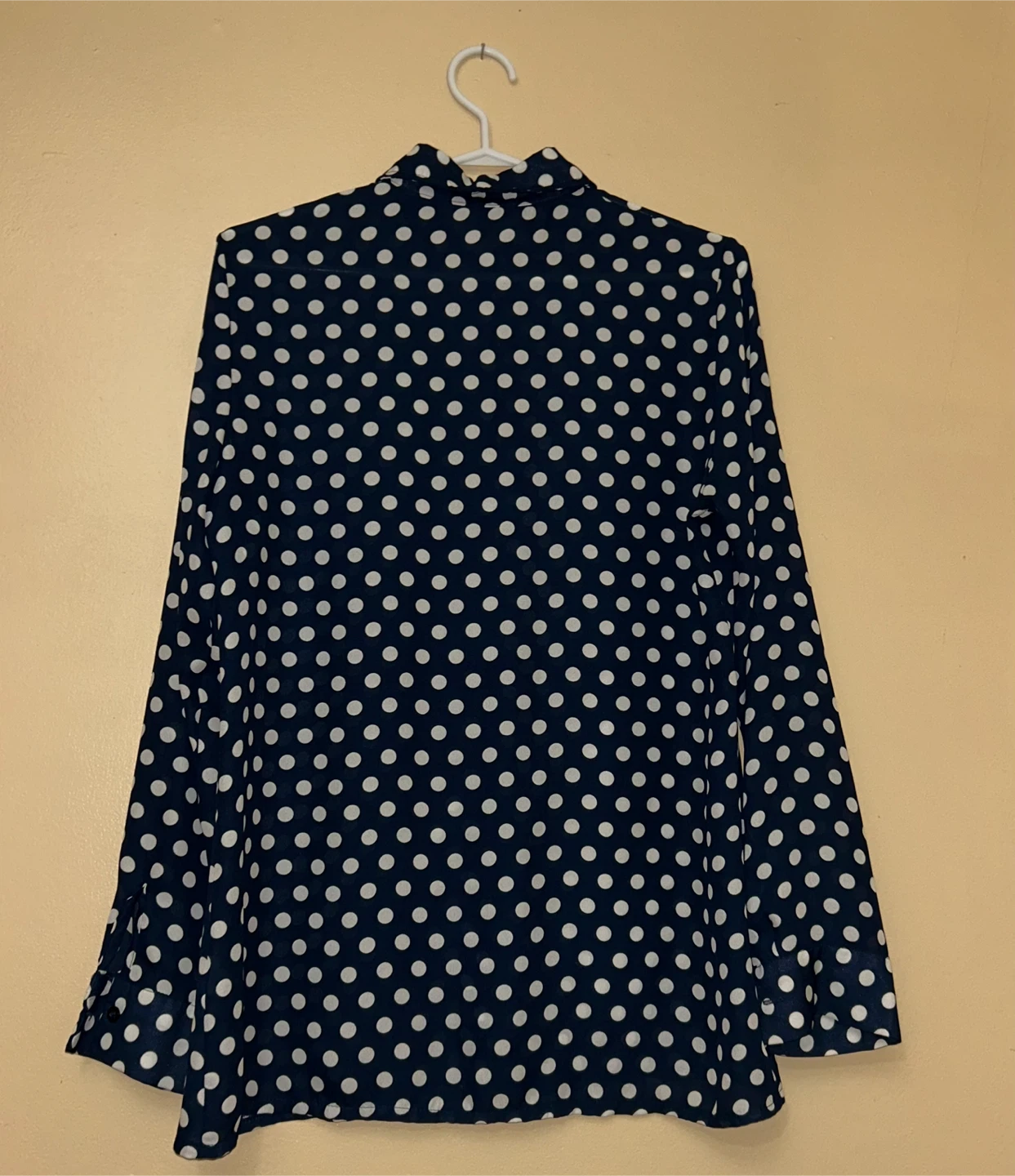 Candy Couture White Polka Dot Blue Blouse (M)