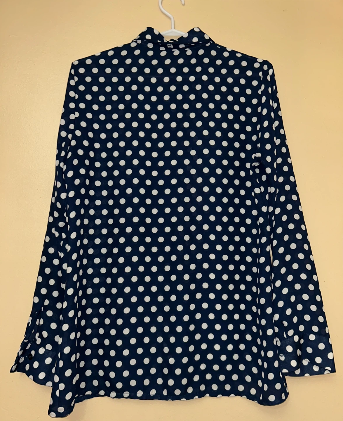 Candy Couture White Polka Dot Blue Blouse (M) - photo 4