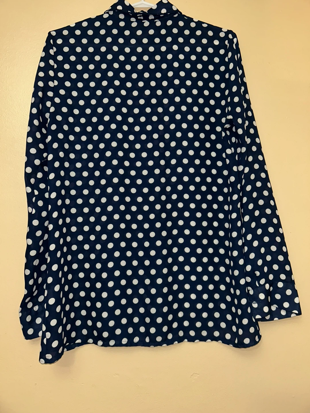 Candy Couture White Polka Dot Blue Blouse (M) - photo 5