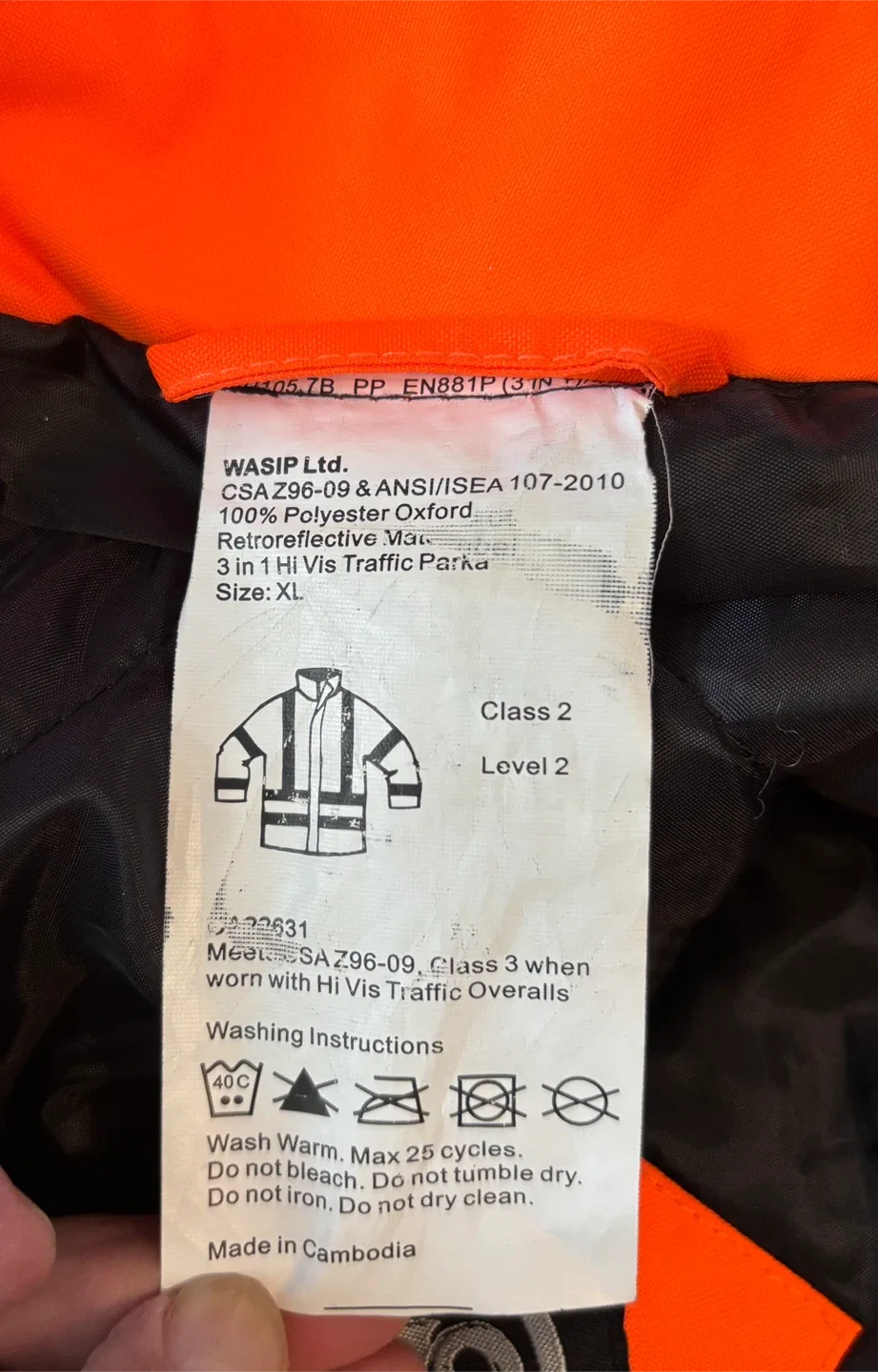 New Wastesco Safety Parka - High Visibility Orange (XL) image indicator(6)
