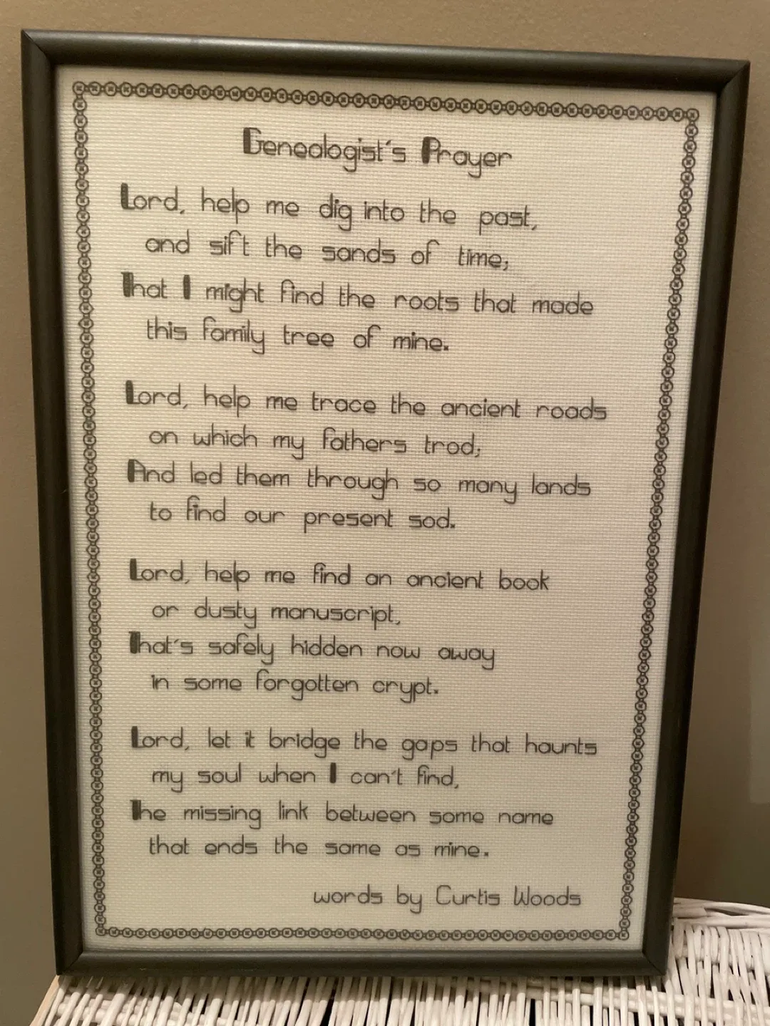 Framed Genealogist's Prayer thumbnail