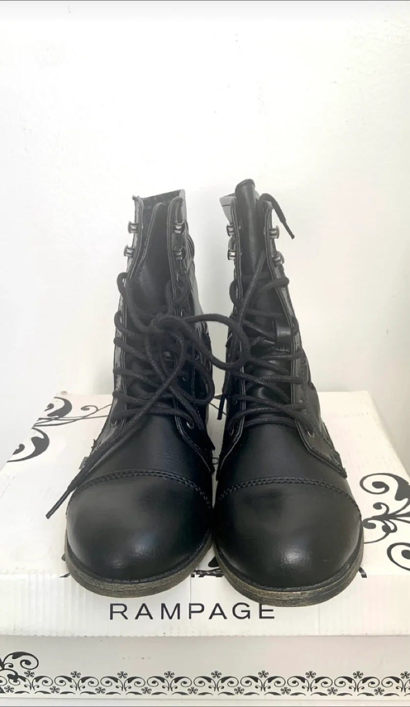 BRAND NEW Rampage Black Lace-Up Combat Boots image indicator(3)