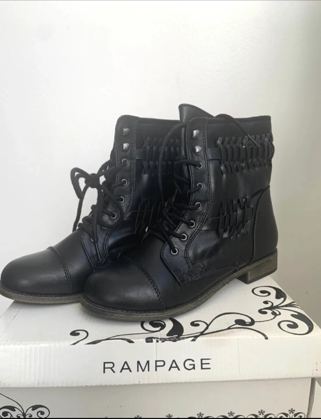 BRAND NEW Rampage Black Lace-Up Combat Boots image indicator(2)