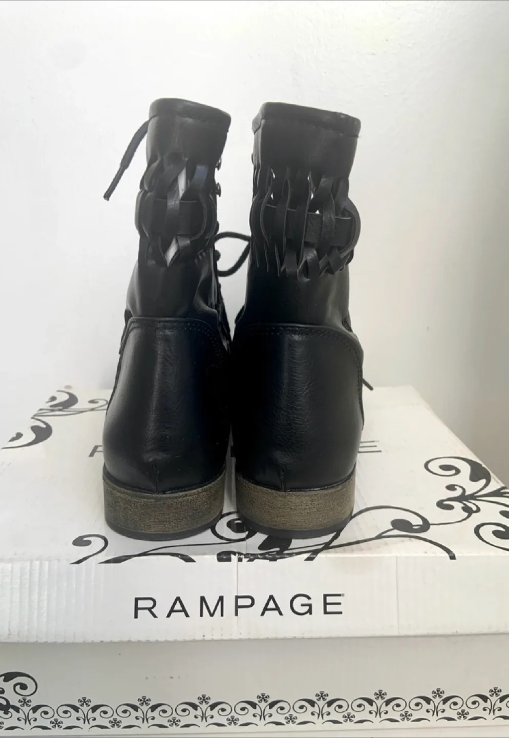 BRAND NEW Rampage Black Lace-Up Combat Boots image indicator(4)