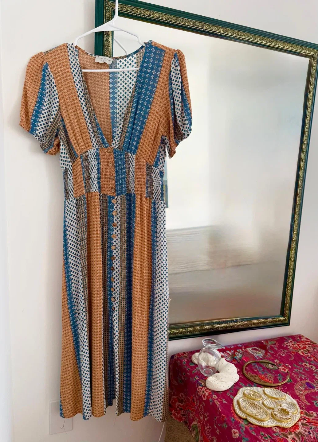 Dress Forum Brown & Blue Patterned Dress image indicator(2)