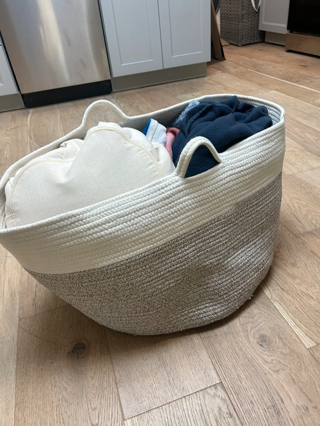 Large Woven Rope Basket - Neutral Colors image indicator(2)