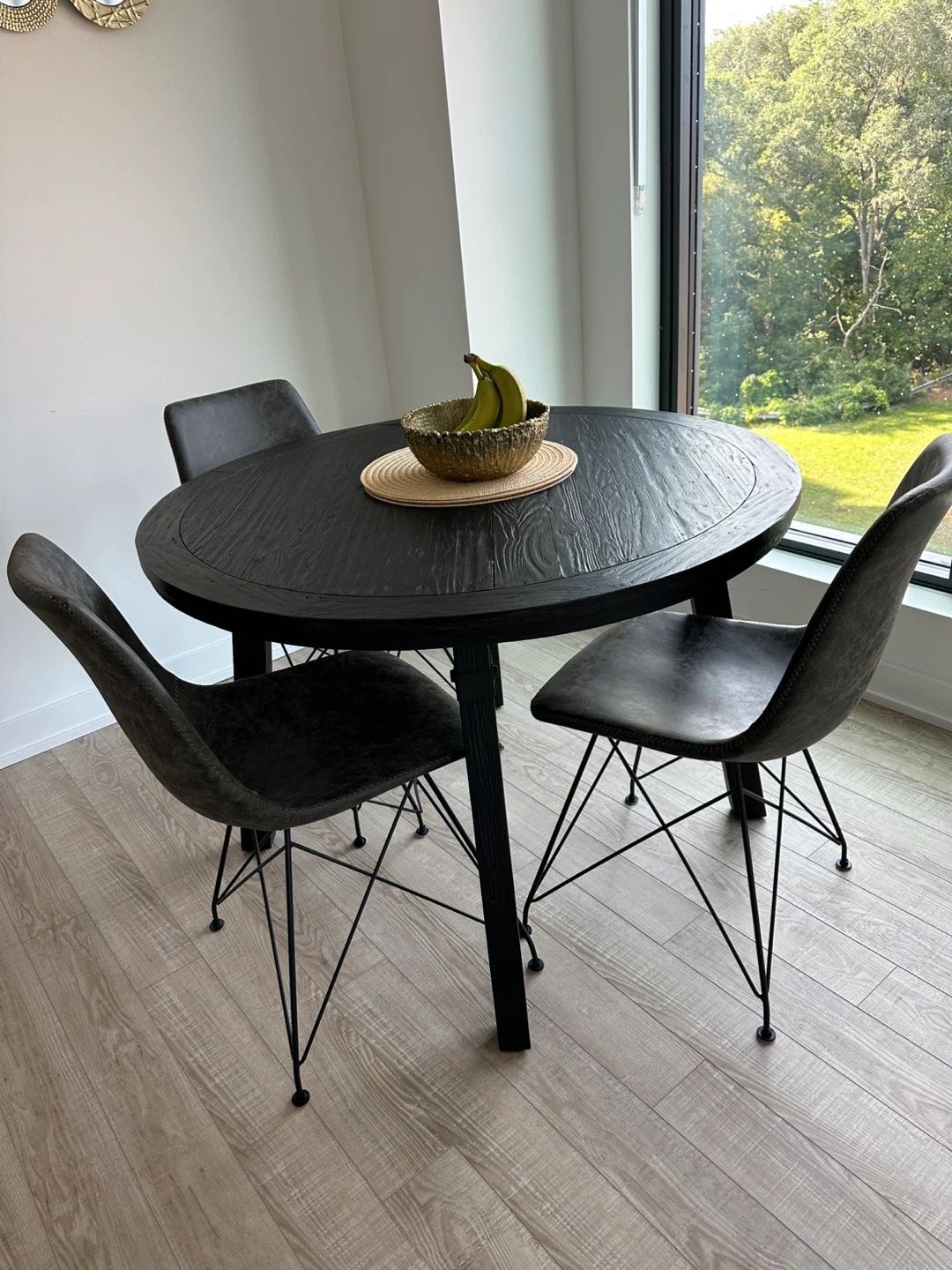 Stylish Round Dining Table – Black Reclaimed Wood – Urban Barn