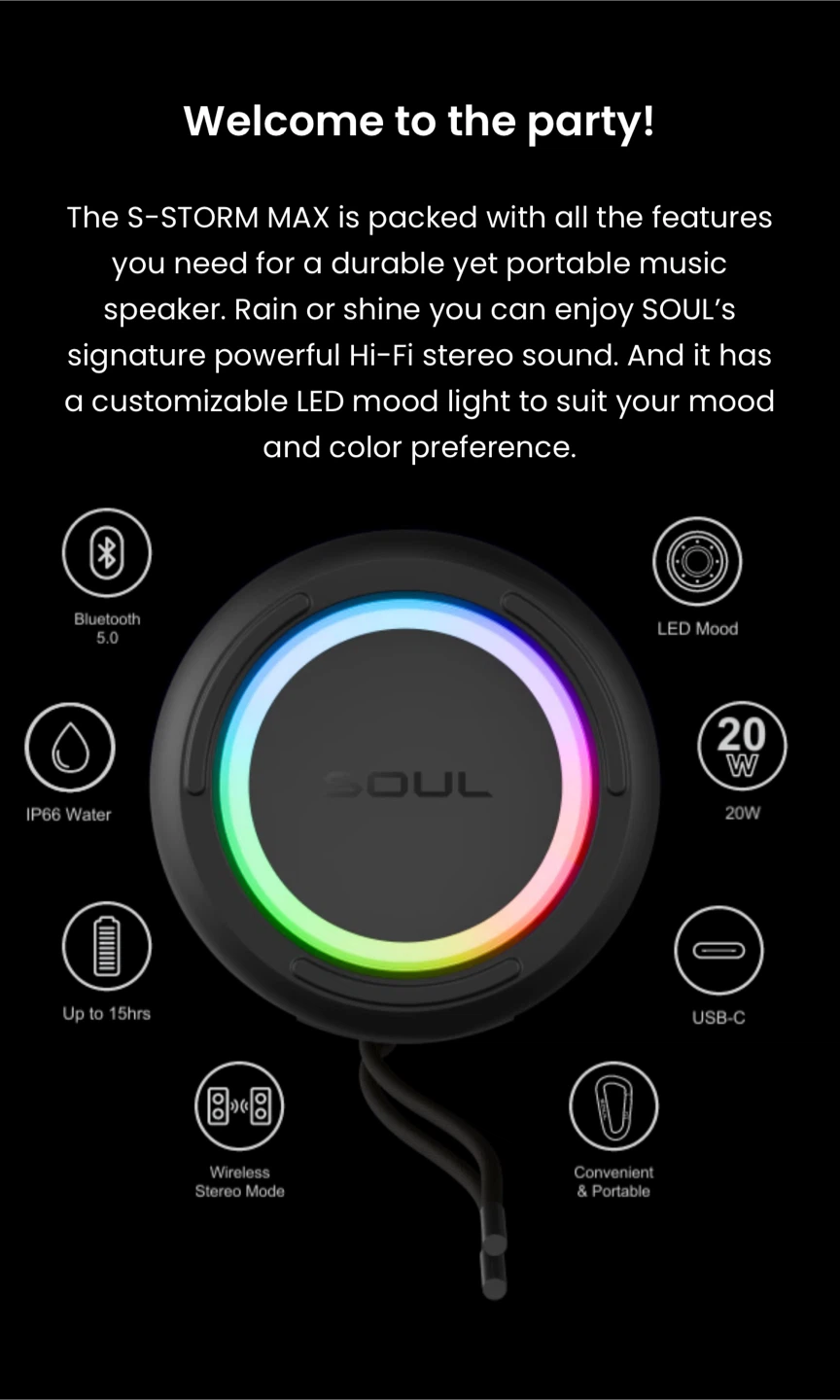 SOUL S-STORM MAX Bluetooth Speaker - Waterproof - photo 3