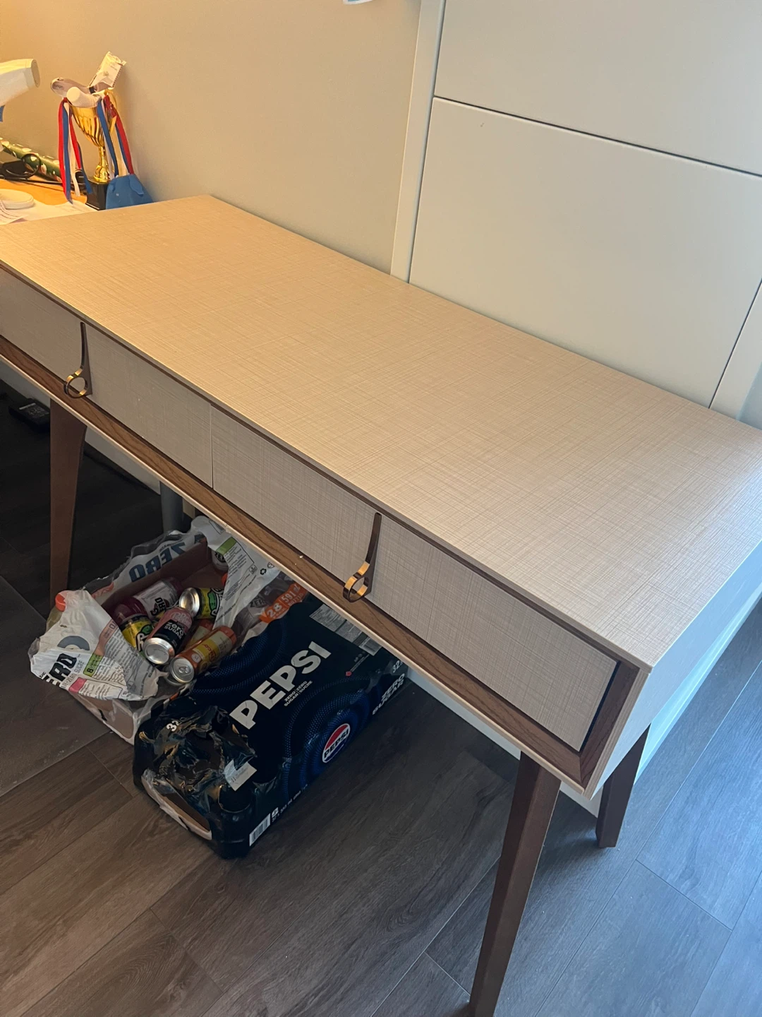 Wood Desk with Drawers