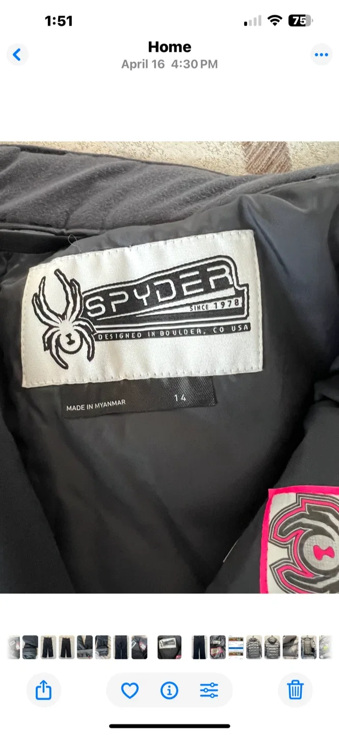 Spyder Black Snow Pants - Size 14 image indicator(3)