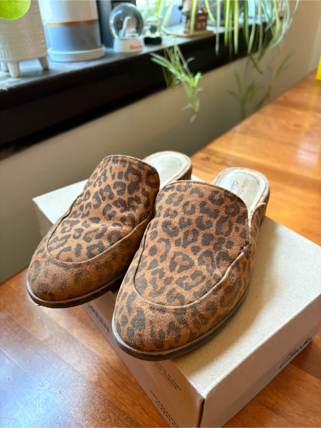 Clarks, easy slip on shoes.