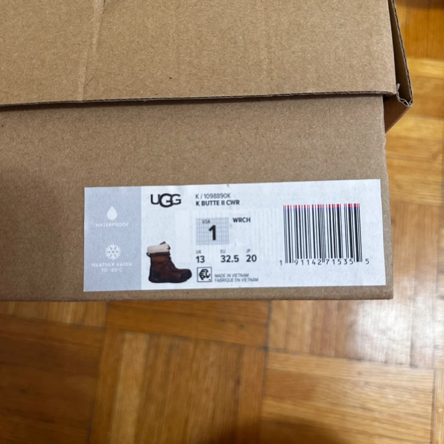 NEW Kids UGG Brown Leather Winter Boots K Butte II CWR image indicator(8)
