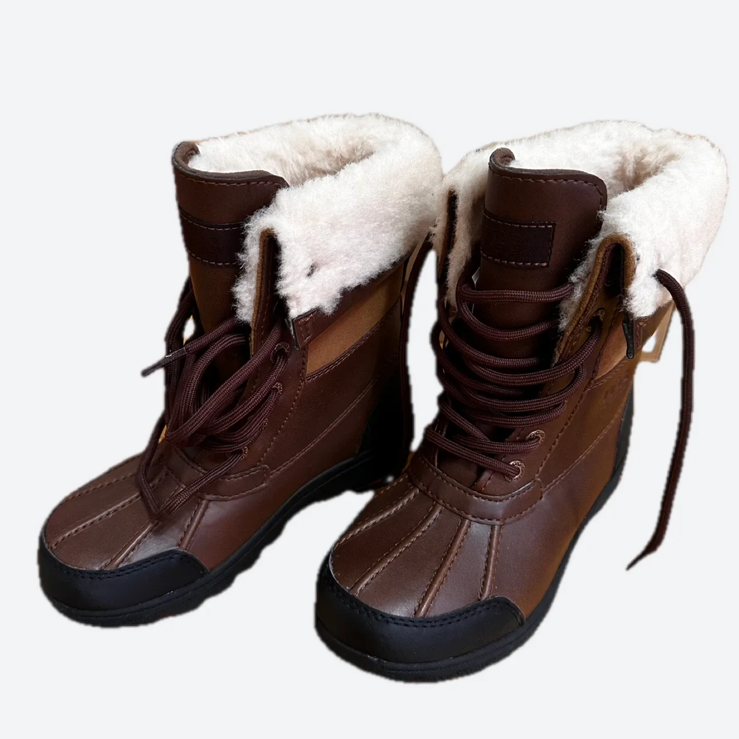 NEW Kids UGG Brown Leather Winter Boots K Butte II CWR image indicator(2)