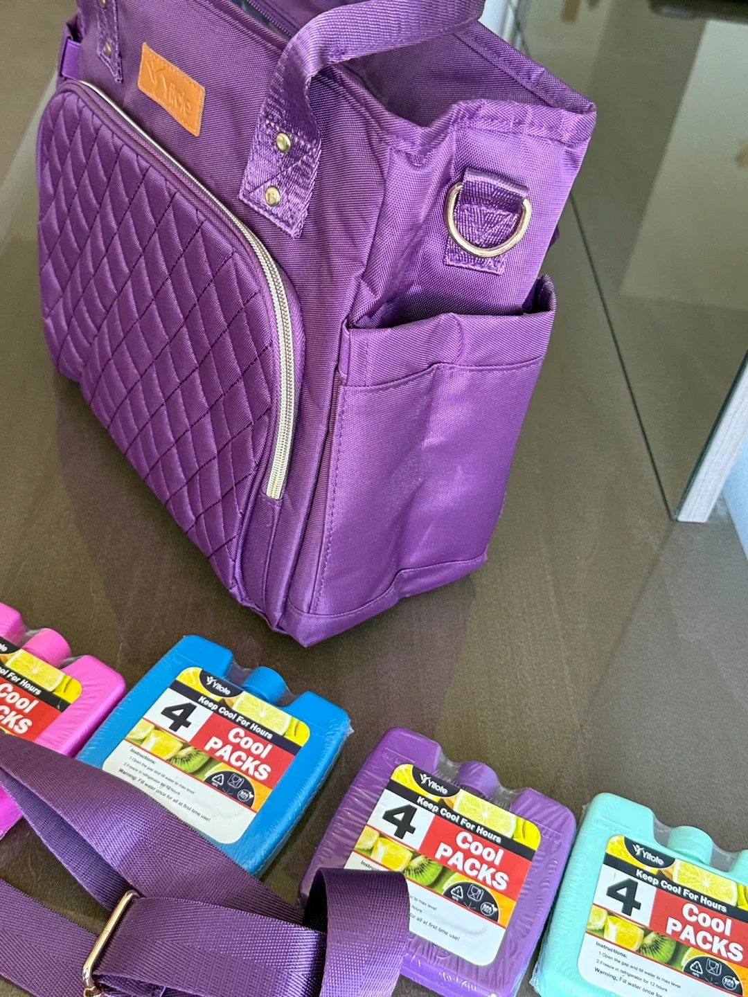 Yitole Purple Diaper Bag + 4 Cool Packs - New image indicator(2)